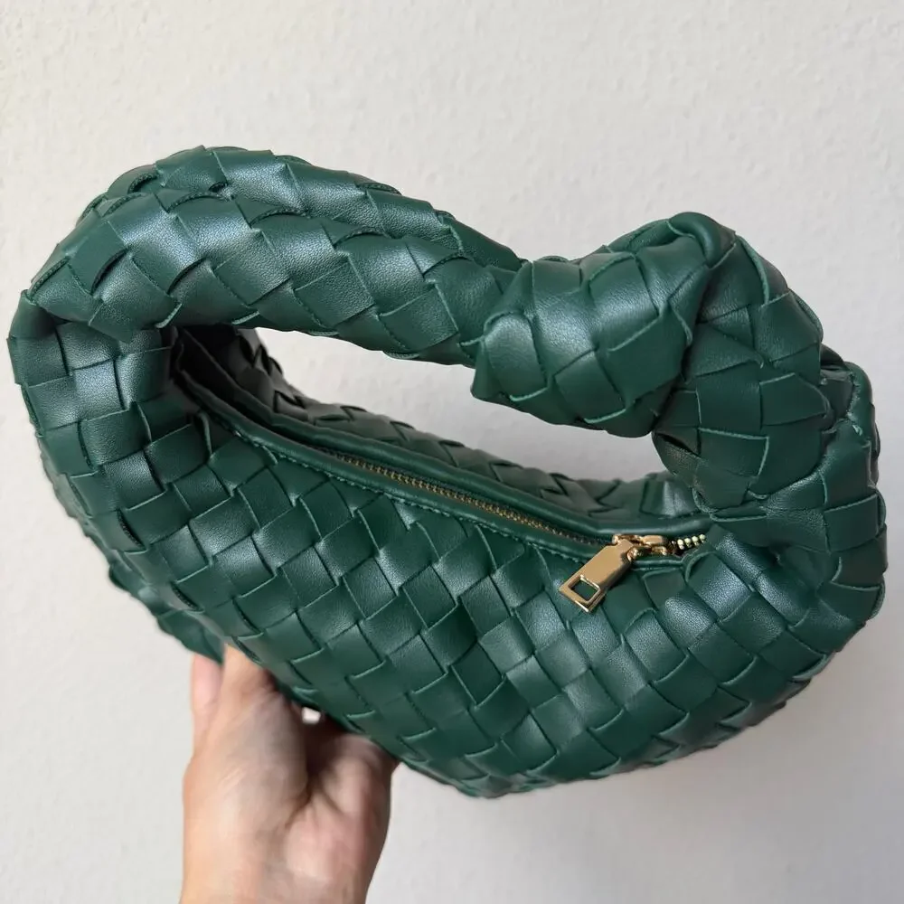 Urban Expressions Dark Green Woven Faux Leather Handbag NEW